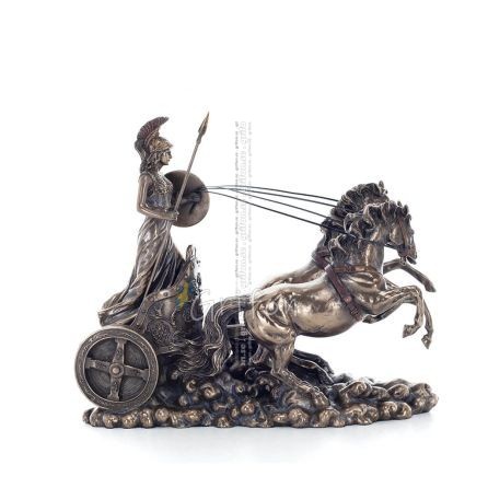 Αθηνά ή Αθάνα ή Αθήνη: Η θεά της σοφίας σε άρμα 22εκ σε άρμα με δόρυ και ασπίδα, Ολόσωμο άγαλμα με Ηλεκτρόλυση μπρούτζου Verones