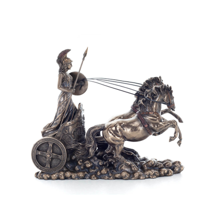 Αθηνά ή Αθάνα ή Αθήνη: Η θεά της σοφίας σε άρμα 22εκ σε άρμα με δόρυ και ασπίδα, Ολόσωμο άγαλμα με Ηλεκτρόλυση μπρούτζου Verones