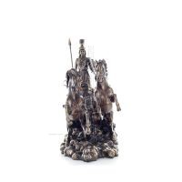 Athena or Athana or Athene: The goddess of wisdom on a 22cm chariot with a spear and shield, full-bodied statue with Veronese br