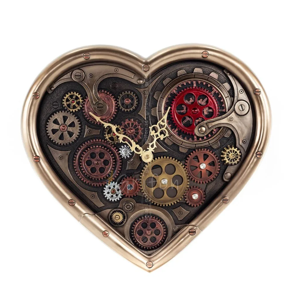 Steampunk Heart Gears Väggklocka 40x36,5 cm Veronese Bronze Elektrolys, Modernt Dekorativt Veronese 1 - grifon.se 