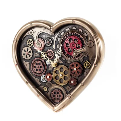 Steampunk Heart Gears Väggklocka 40x36,5 cm Veronese Bronze Elektrolys, Modernt Dekorativt Veronese 2 - grifon.se 