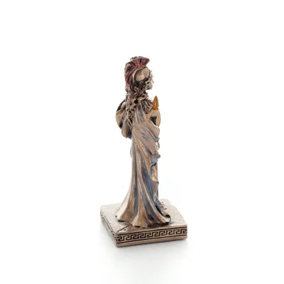 Athena eller Athene: Vishetens gudinna 9 cm med spjut, sköld, hjälm och uggla med Veronese brons elektrolys, miniatyr Veronese 4