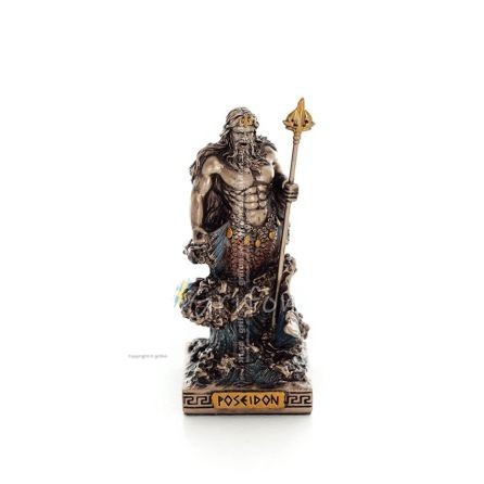 Neptune: God of the Sea, Earthquakes, Earth, Storms and Words 9cm Veronese Bronze Electroplating Full Body Statue Veronese 1 - g