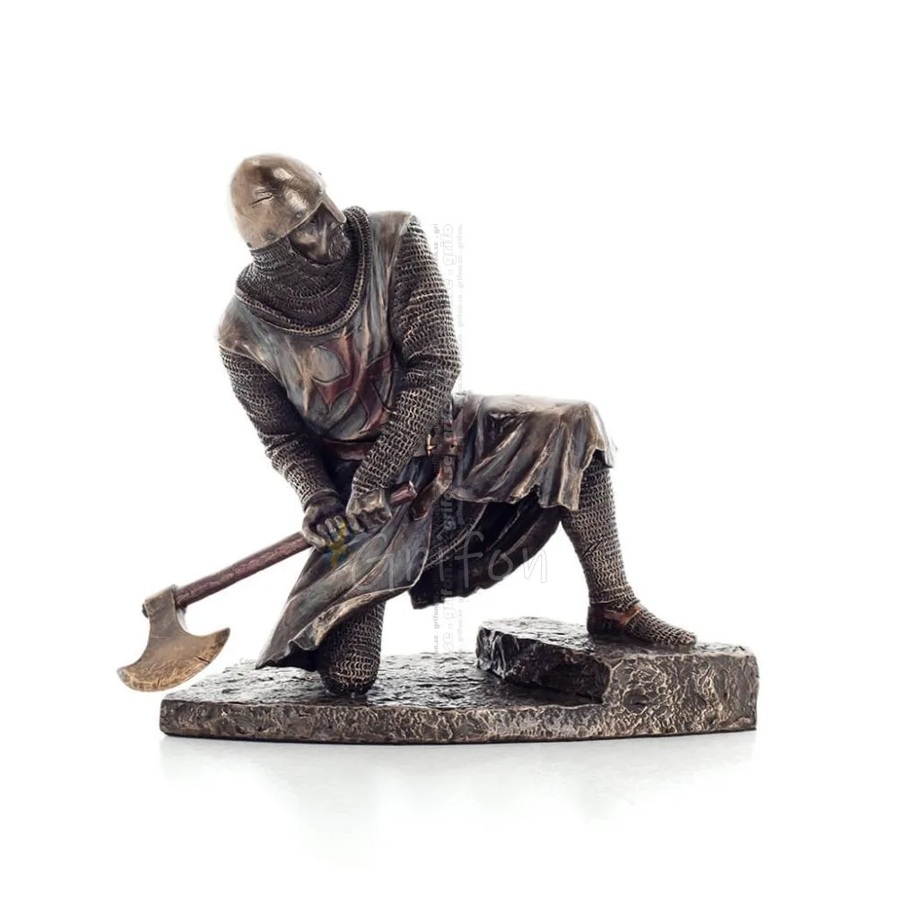 Riddare på knä i försvarsställning 20x17,5 cm Helkroppsstaty med Veronese Bronze Elektrolys Veronese 1 - grifon.se 