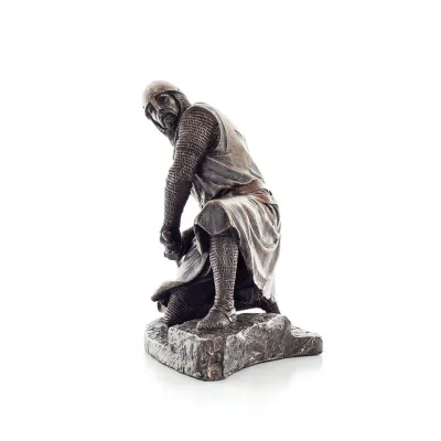 Riddare på knä i försvarsställning 20x17,5 cm Helkroppsstaty med Veronese Bronze Elektrolys Veronese 2 - grifon.se 
