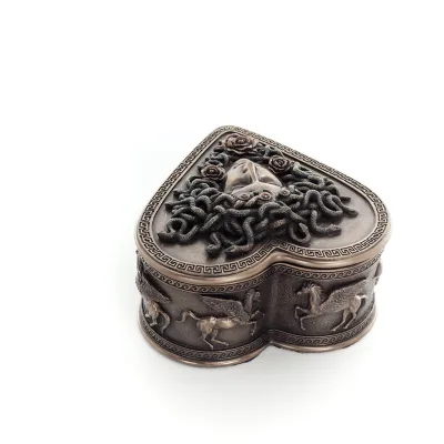 Medusa hjärta 11.5x7cm Smyckesfodral, Smyckeskrin, förvaringsboxliknande fodral, Veronese Bronze Electrolysis Helkroppsstaty Ver