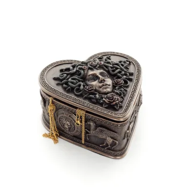 Medusa hjärta 11.5x7cm Smyckesfodral, Smyckeskrin, förvaringsboxliknande fodral, Veronese Bronze Electrolysis Helkroppsstaty Ver
