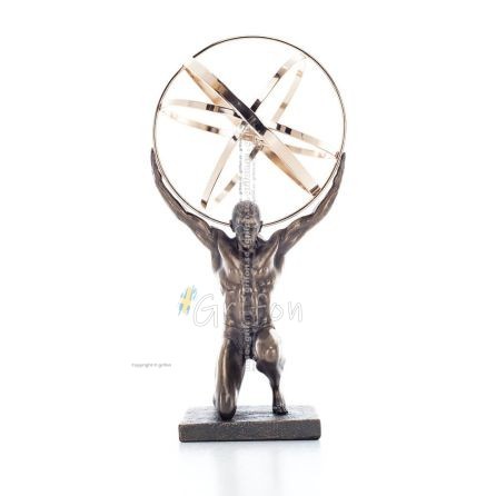 Atlas or Atlas, Titan: The leader of the Titanids, kneeling 20.5cm Veronese Electrolytic Bronze Full Body Statue Veronese 1 - gr