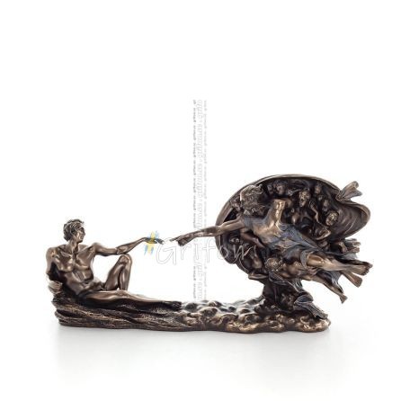 The Creation of Adam, Michelangelo 11.5x26.5cm Veronese Bronze Electroplating Full Body Statue, Christian Veronese 1 - grifon.se