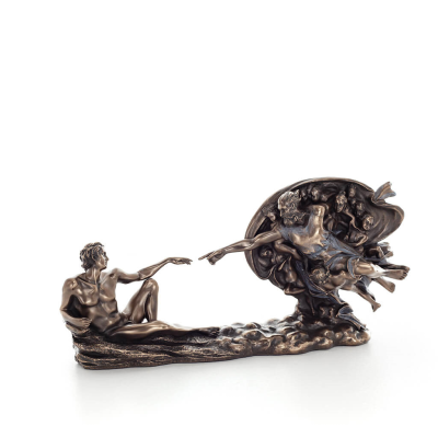 The Creation of Adam, Michelangelo 11.5x26.5cm Veronese Bronze Electroplating Full Body Statue, Christian Veronese 5 - grifon.se