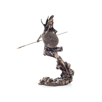 Athena eller Athene: Vishetens gudinna 23cm med spjut, sköld, hjälm och uggla i attack med Veronese brons elektrolys Veronese 1 