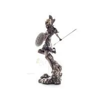 Athena or Athene: The goddess of wisdom 23cm with a spear, shield, helmet, and owl in attack with Veronese Bronze Electrolysis, 