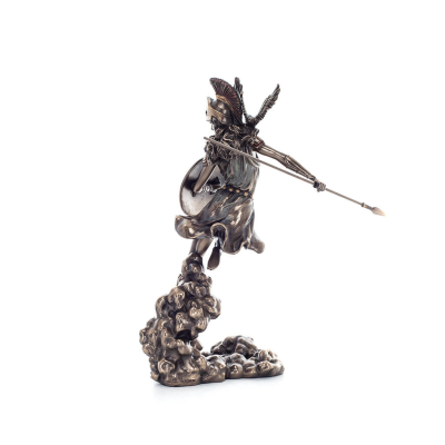 Athena or Athene: The goddess of wisdom 23cm with a spear, shield, helmet, and owl in attack with Veronese Bronze Electrolysis, 