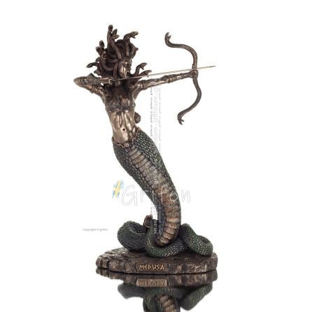 Medusa: The Wild-Eyed Mermaid with Bow 35cm Veronese Bronze Electroplating Full Body Statue, Ancient Greece Veronese 1 - grifon.