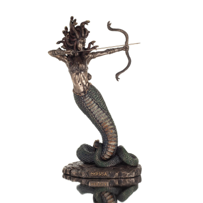 Medusa: The Wild-Eyed Mermaid with Bow 35cm Veronese Bronze Galvanisera helkroppsstaty, antikens Grekland Veronese 1 - grifon.se