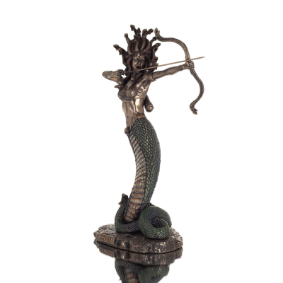 Medusa: The Wild-Eyed Mermaid with Bow 35cm Veronese Bronze Galvanisera helkroppsstaty, antikens Grekland Veronese 2 - grifon.se