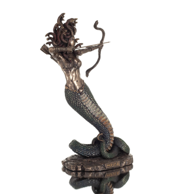 Medusa: The Wild-Eyed Mermaid with Bow 35cm Veronese Bronze Galvanisera helkroppsstaty, antikens Grekland Veronese 6 - grifon.se