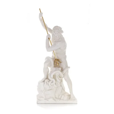 Poseidon: The God of the Sea, Earthquakes, Earth, Storms and Words 82cm Full Body Statue, Polyester Alabaster Marble Type Alabas