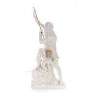 Poseidon: Havets gud, jordbävningar, jord, stormar och ord 82 cm helkroppsstaty, typ polyester alabaster marmor Alabaster 1 - gr