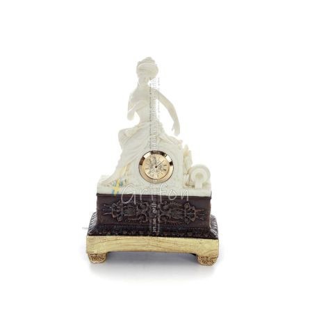 Aphrodite: The Goddess of Love and Beauty in Clockwork 22.5cm Statue, Polyester Alabaster Marble Type, Ancient Greece Alabaster