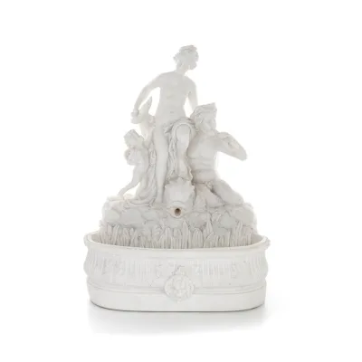 Aphrodite Panas eller Pan & Eros Fountain 38 cm helkroppsstaty, polyestermarmortyp Alabaster, antikens Grekland Alabaster 1 - gr
