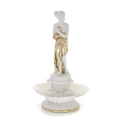 Paddor i snäckor 37,5 cm staty, marmortyp polyester alabast, groda Alabaster 1 - grifon.se 