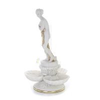 Paddor i snäckor 37,5 cm staty, marmortyp polyester alabast, groda Alabaster 2 - grifon.se 