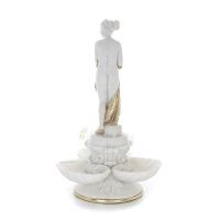 Paddor i snäckor 37,5 cm staty, marmortyp polyester alabast, groda Alabaster 3 - grifon.se 