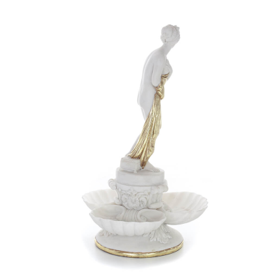 Paddor i snäckor 37,5 cm staty, marmortyp polyester alabast, groda Alabaster 4 - grifon.se 