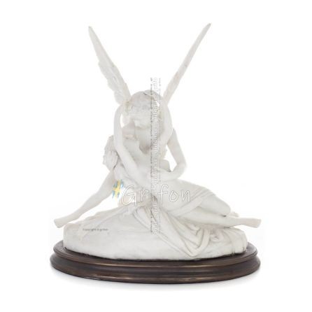 Cupid and Psyche: Overcoming Obstacles to Love 36cm Full Body Statue, Polyester Alabaster Marble Type, Ancient Greece Alabaster