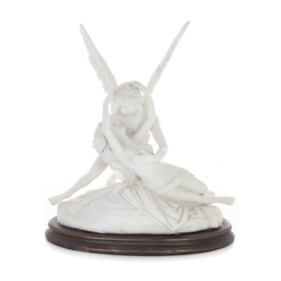 Amor och psyke: övervinner hinder för kärlek 36 cm helkroppsstaty, polyesteralabastmarmortyp, antikens Grekland Alabaster 1 - gr