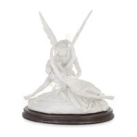 Cupid and Psyche: Overcoming Obstacles to Love 36cm Full Body Statue, Polyester Alabaster Marble Type, Ancient Greece Alabaster 
