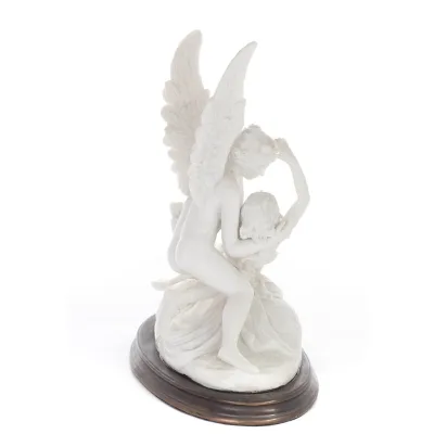 Cupid and Psyche: Overcoming Obstacles to Love 36cm Full Body Statue, Polyester Alabaster Marble Type, Ancient Greece Alabaster 