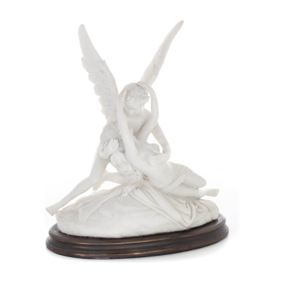 Cupid and Psyche: Overcoming Obstacles to Love 36cm Full Body Statue, Polyester Alabaster Marble Type, Ancient Greece Alabaster 