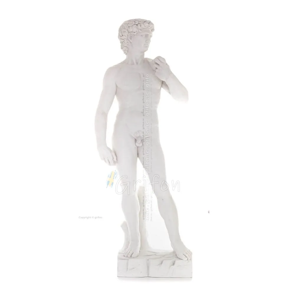 David, David: Den älskade, profeten, musiker, poet 137 cm helkroppsstaty, typ av polyesteralabastmarmor, kristen Alabaster 1 - g