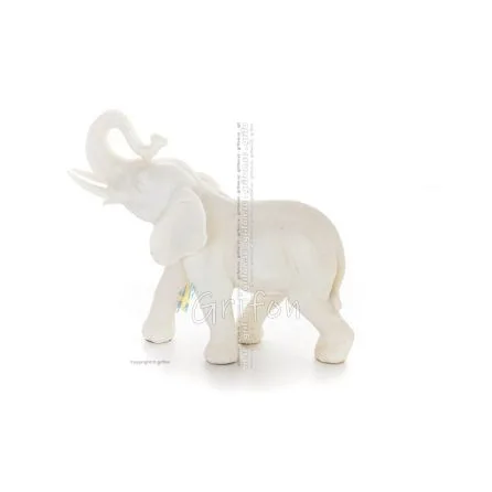 Elefant: symbol för styrka, skydd, visdom och lycka 18x20cm helkroppsstaty, typ polyesteralabastmarmor Alabaster 1 - grifon.se 