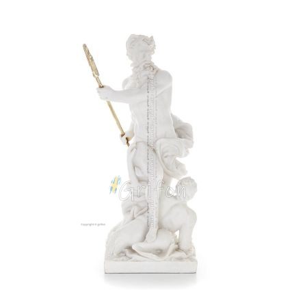 Poseidon: Havets gud, jordbävningar, jord, stormar och ord 46 cm helkroppsstaty, typ polyester alabaster marmor Alabaster 1 - gr