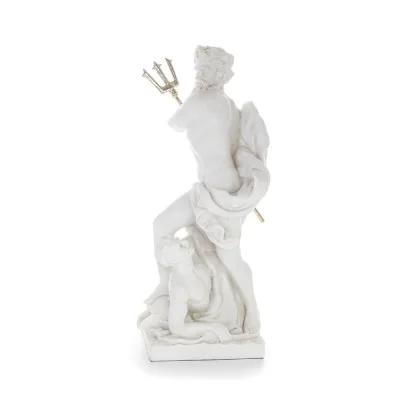 Poseidon: Havets gud, jordbävningar, jord, stormar och ord 46 cm helkroppsstaty, typ polyester alabaster marmor Alabaster 2 - gr