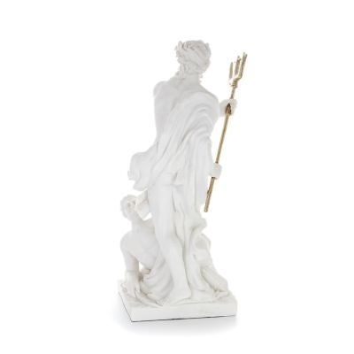 Poseidon: The God of the Sea, Earthquakes, Earth, Storms and Words 46cm Full Body Statue, Polyester Alabaster Marble Type Alabas