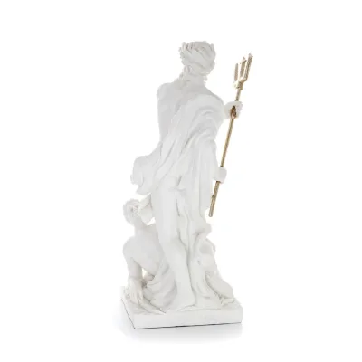 Poseidon: Havets gud, jordbävningar, jord, stormar och ord 46 cm helkroppsstaty, typ polyester alabaster marmor Alabaster 3 - gr