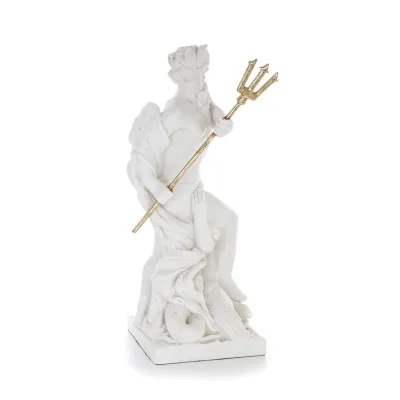 Poseidon: The God of the Sea, Earthquakes, Earth, Storms and Words 46cm Full Body Statue, Polyester Alabaster Marble Type Alabas