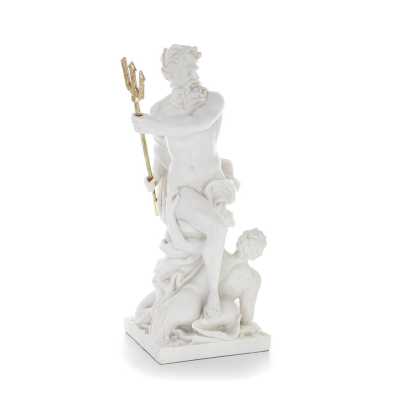 Poseidon: Havets gud, jordbävningar, jord, stormar och ord 46 cm helkroppsstaty, typ polyester alabaster marmor Alabaster 5 - gr