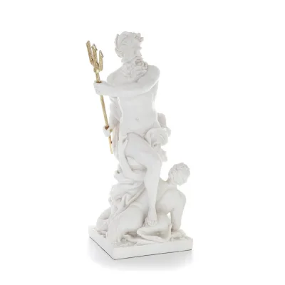 Poseidon: Havets gud, jordbävningar, jord, stormar och ord 46 cm helkroppsstaty, typ polyester alabaster marmor Alabaster 5 - gr