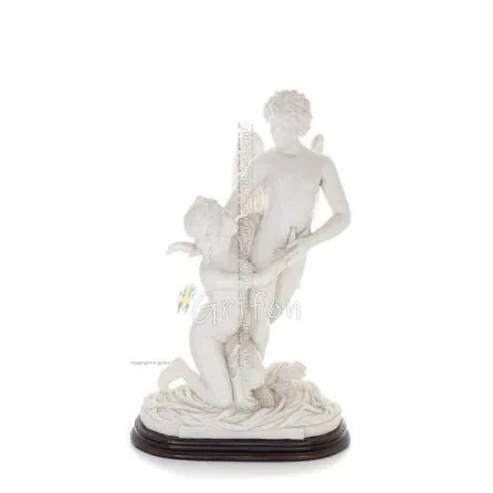 Amor och psyke: övervinner hinder för kärlek 33 cm helkroppsstaty, polyesteralabastmarmortyp, antikens Grekland Alabaster 1 - gr