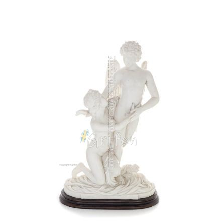 Cupid and Psyche: Overcoming Obstacles to Love 33cm Full Body Statue, Polyester Alabaster Marble Type, Ancient Greece Alabaster 