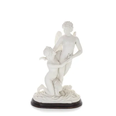 Amor och psyke: övervinner hinder för kärlek 33 cm helkroppsstaty, polyesteralabastmarmortyp, antikens Grekland Alabaster 1 - gr