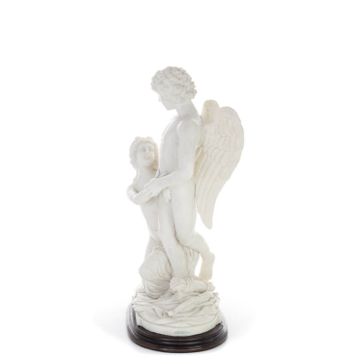 Cupid and Psyche: Overcoming Obstacles to Love 33cm Full Body Statue, Polyester Alabaster Marble Type, Ancient Greece Alabaster 