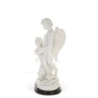 Cupid and Psyche: Overcoming Obstacles to Love 33cm Full Body Statue, Polyester Alabaster Marble Type, Ancient Greece Alabaster 