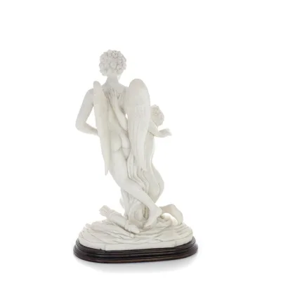 Amor och psyke: övervinner hinder för kärlek 33 cm helkroppsstaty, polyesteralabastmarmortyp, antikens Grekland Alabaster 3 - gr