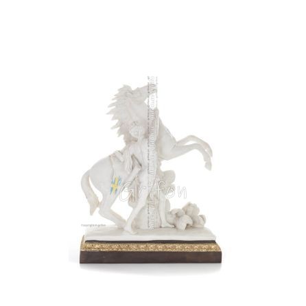 Perseus: Antikens hjälte, Slayer of Medusa med Pegasus 44,5 cm helkroppsstaty, Polyester Alabaster Marble Type Alabaster 1 - gri